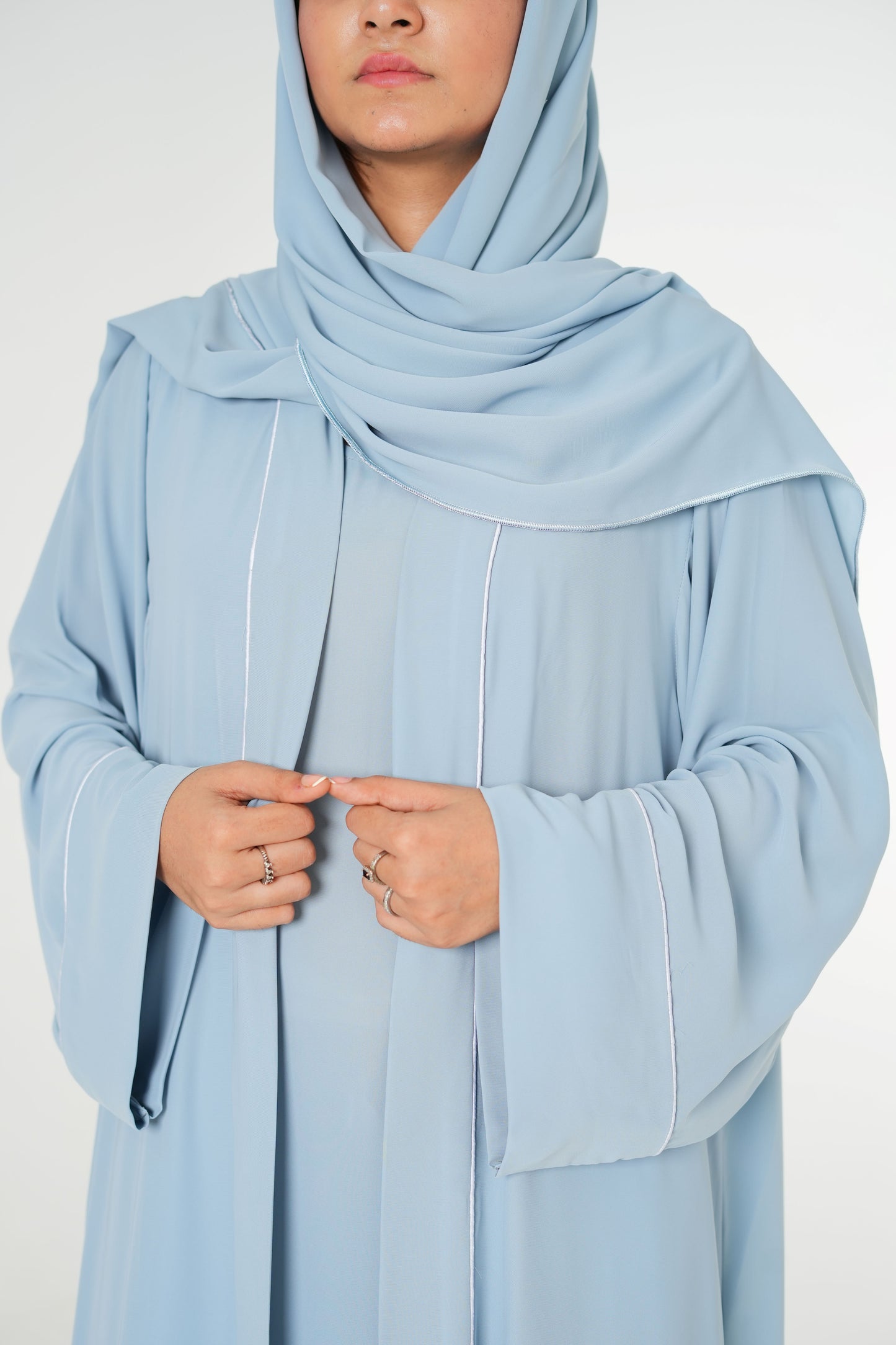 Sky Serenity – Light Sky Blue Korean Georgette 2PC (Inner + Upper)