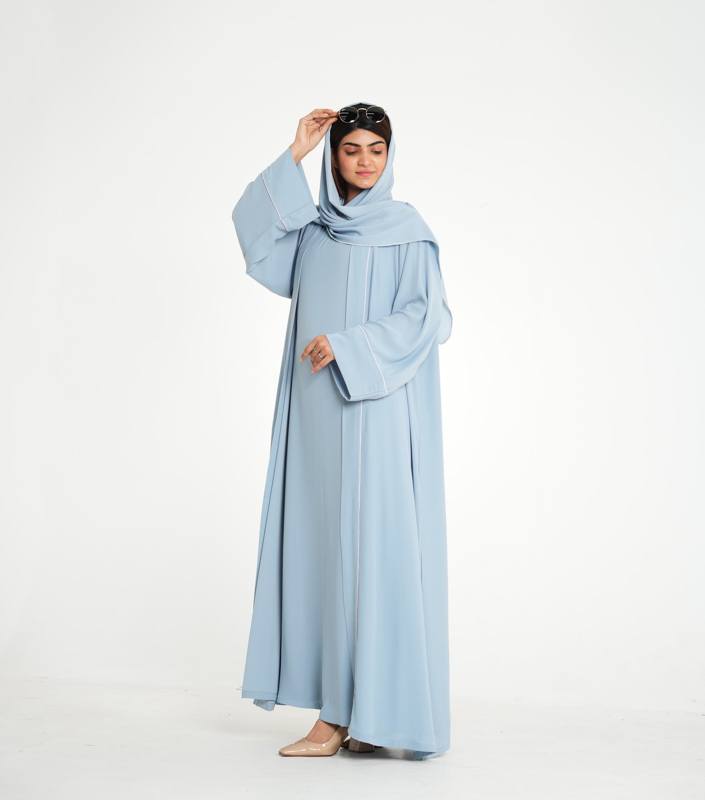 Sky Serenity – Light Sky Blue Korean Georgette 2PC (Inner + Upper)