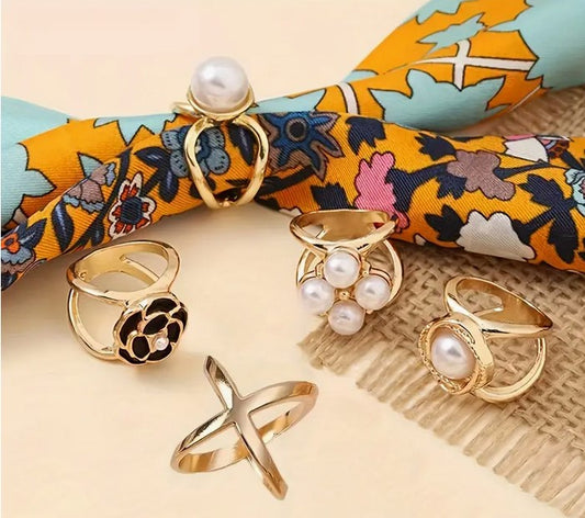 4PC Elegant Alloy Scarf Ring Set