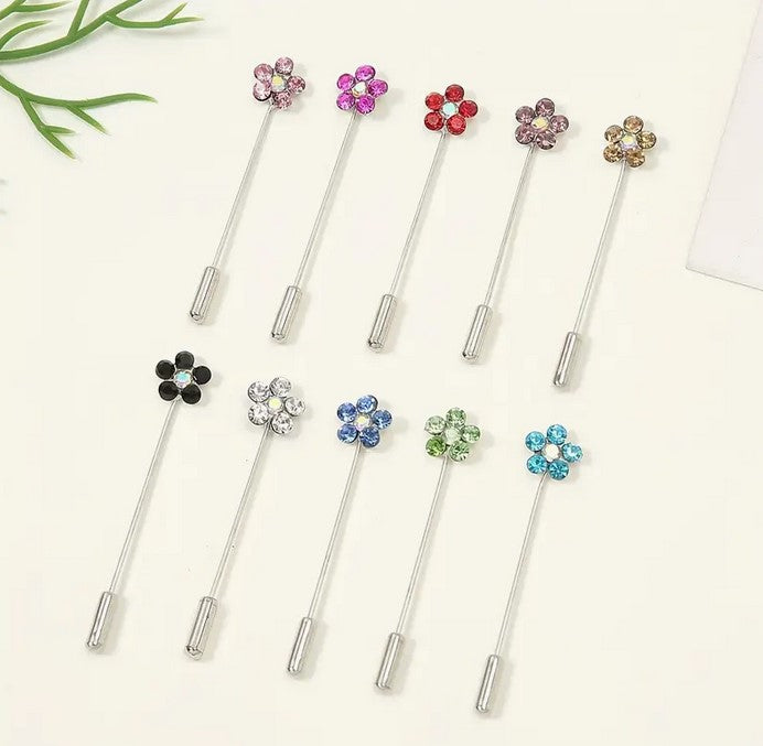 5PC Rhinestone Flower Hijab Pins