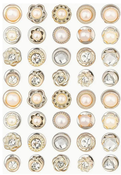 20PC Pearl Rhinestone Women's Seamless Button Pin