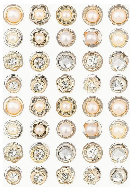 20PC Pearl Rhinestone Women's Seamless Button Pin