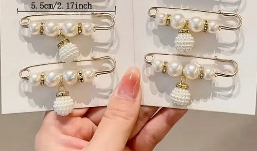 4PC Elegant Faux Pearls Brooch Pins