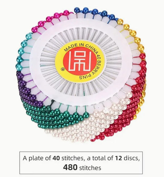 480pcs Colorful Round Head Positioning Pearl Beads Pins